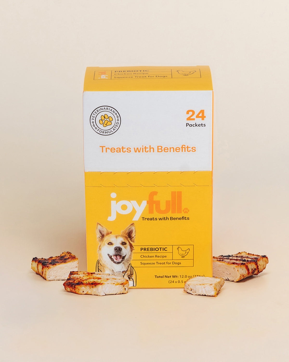 Prebiotic Chicken Squeeze Treats for Dogs - 24 Packets