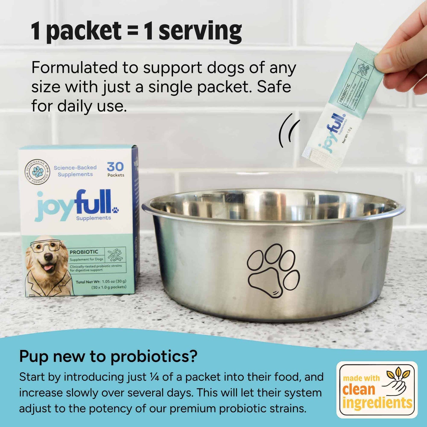 Joyfull Probiotic Supplement for Dogs - 30 Single-Serving Packets